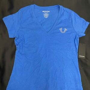 True Religion Women's Bright Blue Short Sleeve Tee